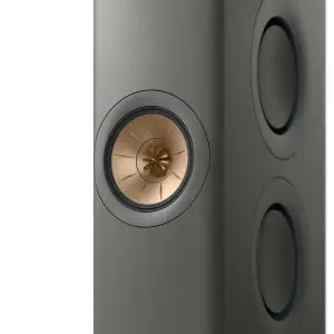 KEF LS60 wireless speaker titanium grey close up driver